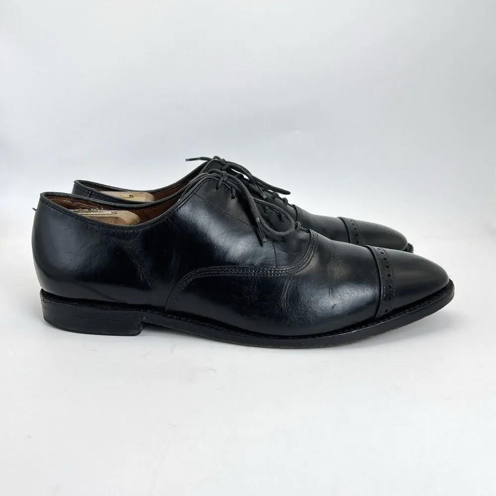 ALLEN EDMONDS Fifth Avenue Mens 10 3E Black Calfskin Leather CapToe Oxford VTG